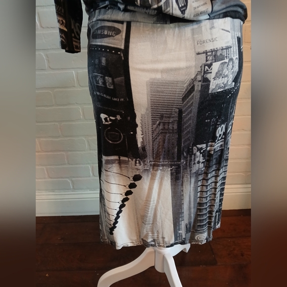 One of a Kind Jersey Dress with Time Square Print - Picture 8 of 8